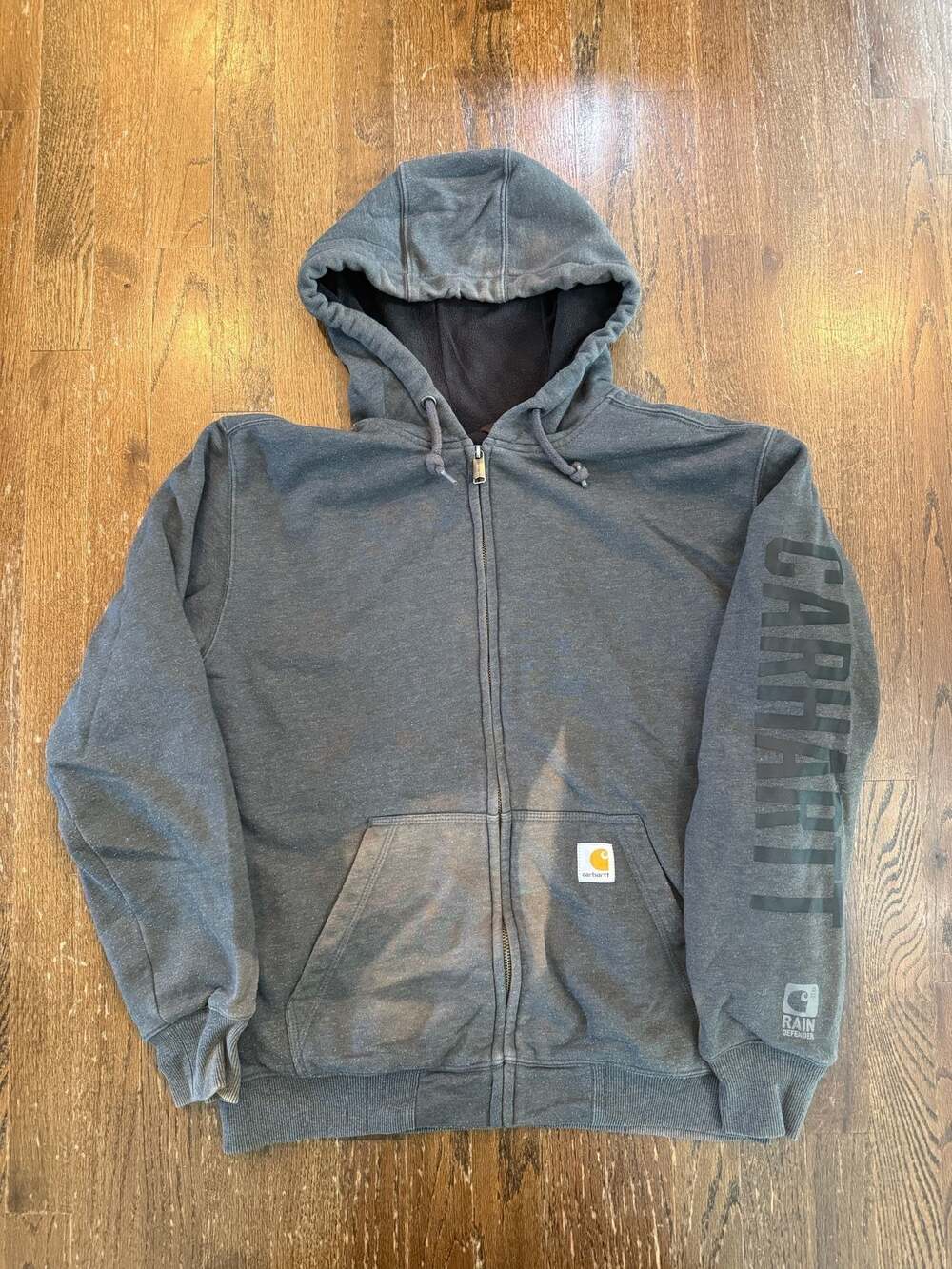 Carhartt Rain Defender Fleece Lined  Zip-Up Faded Carbon Heather Hoodie Size S